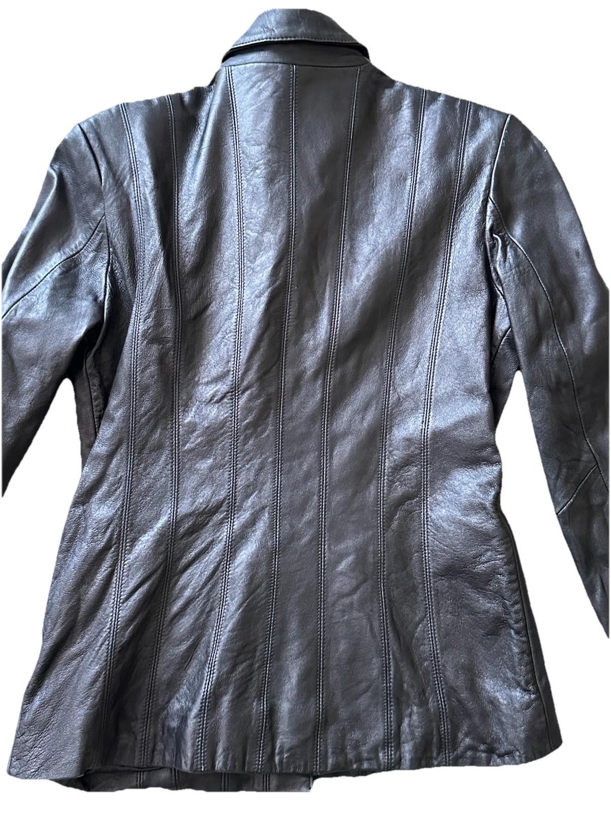 Mossimo Black Leather Collared Button Jacket Line… - image 3