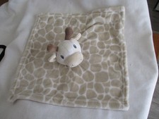 plush giraffe baby lovey blanket security tan white gray stitched eyes smile 14"