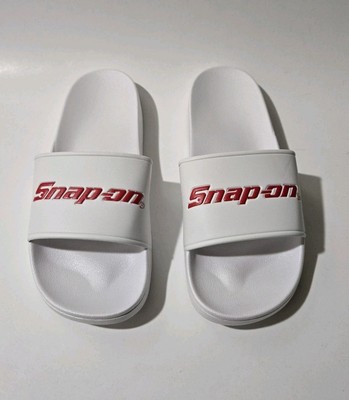 Snap On Tools SLIP ON SLIDE SANDAL FLIP FLOP SLIPPER Size 9-13 white/Red PROMO!!