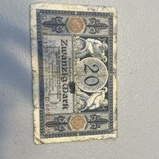 1915 Germany 20 Mark Antique Collectible Banknote Reichsbanknote