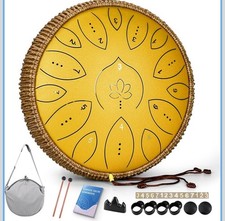 Vibrant 13" Steel Tongue Drum - 15 Notes in C Major, 432Hz with Mallets Bag
