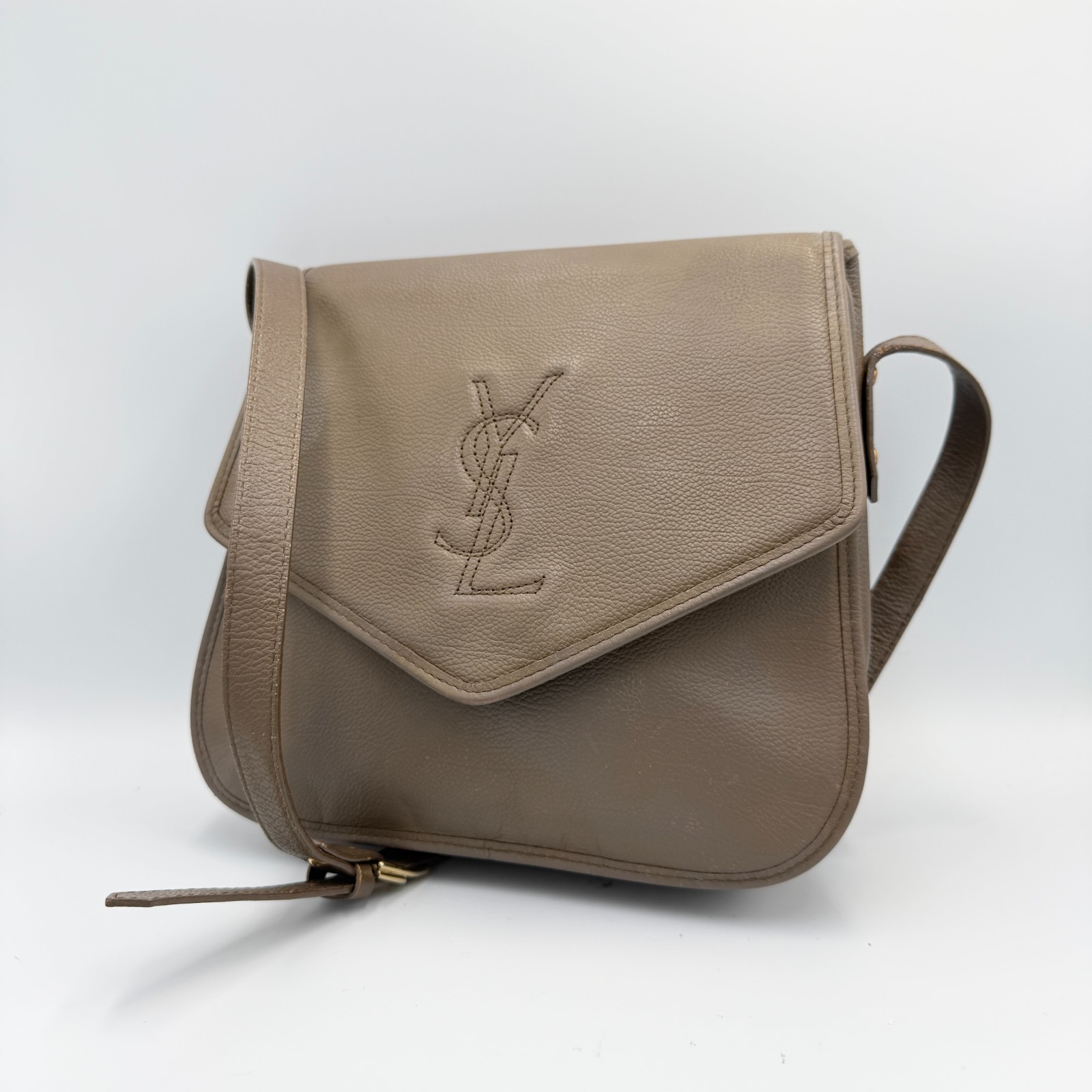 Borsa a tracolla Yves Saint Laurent vintage YSL pelle grigia autentica