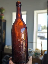 Quart RUD WEGENER BREWING CO ALEXANDRIA Minnesota Amber Blob Top Beer Bottle 