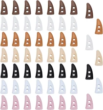56 Pcs Mini Resin Horn Buttons 7 Colors 15X7.5Mm 2-Hole Tiny Sewing Horn Toggle 
