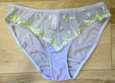 Vintage Victoria's Secret Lavender Embroidered Lace Sheer Mesh Bikini Panties S