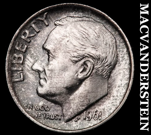 1961 Silver Roosevelt Dime - Choice Gem Brilliant Unc  Lustrous  #G7788