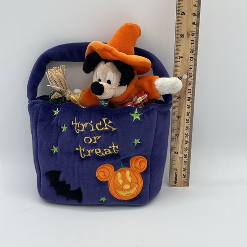 Mickey Mouse Trick or Treat Candy Bag Pumpkin Witch Outfit Plush Toy Halloween - Picture 2 of 7
