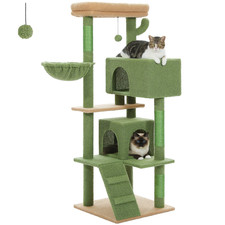 Multi-Level Cat Tree with Hammock, Soft Top Perch, Cozy Condos, Large Cat Tower,
