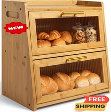 Panera de Bamb� Extra Grande para Encimera de Cocina. Panera de Doble Cap