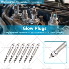 6Pcs Glow Plugs Suitable for Nissan Patrol IV GU Y61 1997~00 RD28Ti 2.8L TD 6cyl