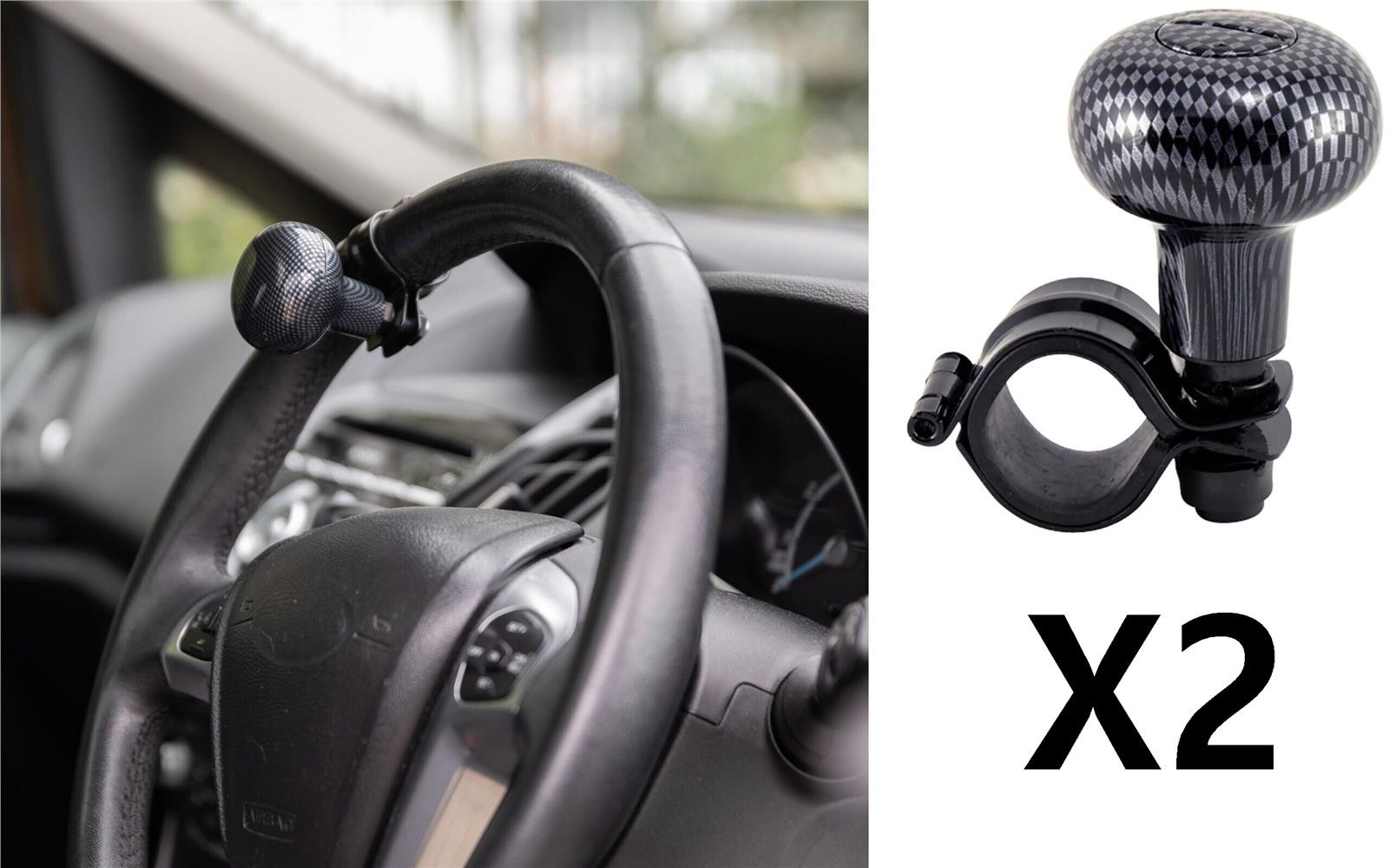 2x Universal One Hand Steering Wheel Turning Aid Knob Nob Spinner Car Van Mpv