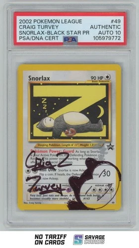 2002 Pokemon League BSP Craig Turvey PSA Cert. Auto Snorlax PSA #49