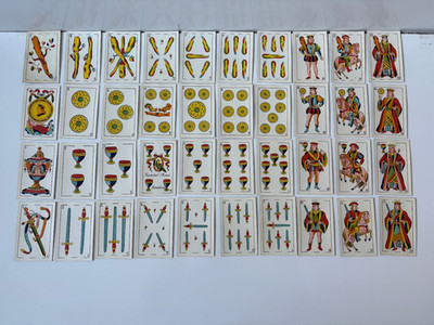 Antique Cristobal Masso Barcelona de Una Hoja Group of 40 Playing Cards