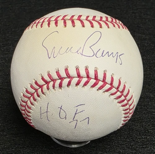 ERNIE BANKS Signed 1977 HALL OF FAME Official Baseball-CHICAGO CUBS-JSA