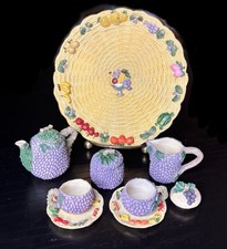 Vintage Fruit  Grape Miniature Ceramic Tea Set   11  Piece Display Set