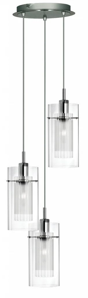 Ceiling Light Silver Duo 3 Pendant In Chrome And Glass Shades Searchlight 2300-3