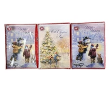 3 Boxes 14ct/ 42 Christmas Greeting Cards Snowman Christmas Tree Theme NOS