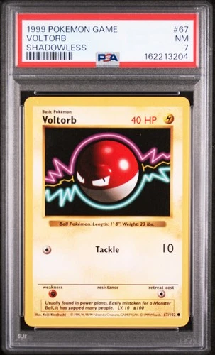 1999 POKEMON BASE SET SHADOWLESS #67 VOLTORB PSA 7