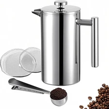 Small French Press 350ml Double-Wall Insulated French Press Coffee Press Stai...