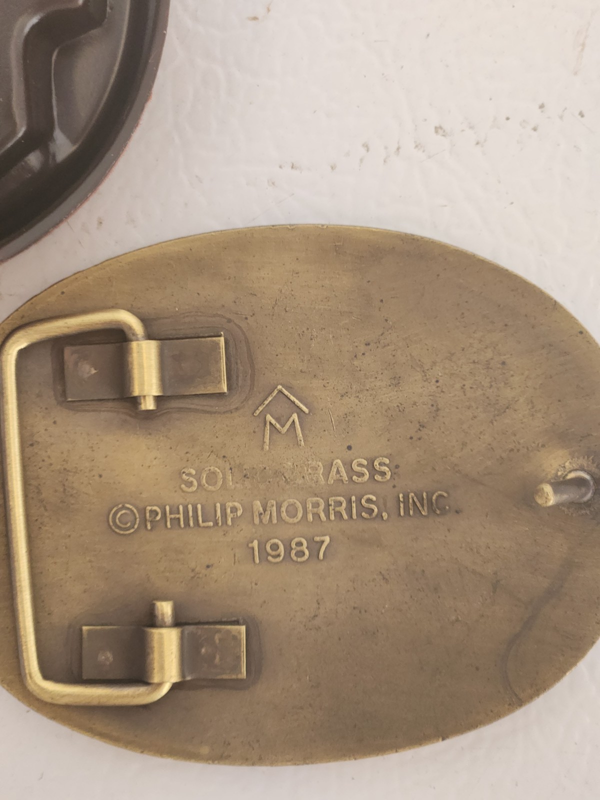VTG 1987 Marlboro Solid Brass Belt Buckle Longhorn Philip Morris image 3