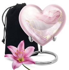 Pink Abstract Large Funeral Heart Urns For Human Ashes Adult Woman