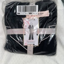 VICTORIA'S SECRET Modal Soft Long Pajama Set Black Size Large Brand New In Pack