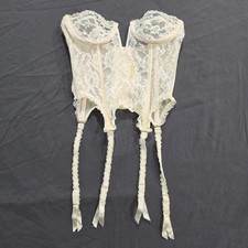 Vintage Victorias Secret Gold Label Ivory Lace Bustier Garter Belt 32B 2066