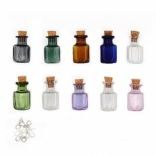 CoolDIY 10pcs Colored Tiny Glass Jars Mini Bottles with Small, Square