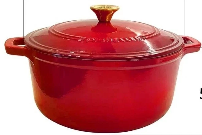 DuraCast 6 Q Enameled Cast Iron Dutch Oven Pot w/ Lid Emerald red ⭐A5⭐