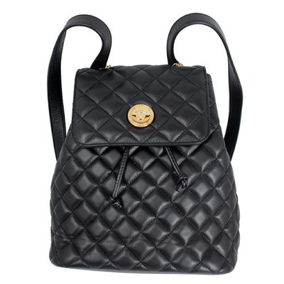BRAND NEW VERSACE MEDUSA BLACK QUILTING LEATHER BACKPACK 1020707 1A03912 1B00V