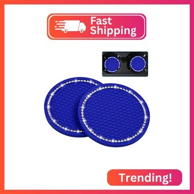 Bling Car Coasters, Wisdompro 2 Pack PVC Car Cup Holder Insert Coaster - Anti Sl