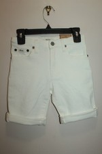 POLO RALPH LAUREN BOYS THE SULLIVAN SLIM DENIM SHORTS CUFFED WHITE SIZE 6