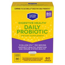 Berkley Jensen Daily Probiotic 10 Billion CFU 80 Caps Compare to Culturelle LGG