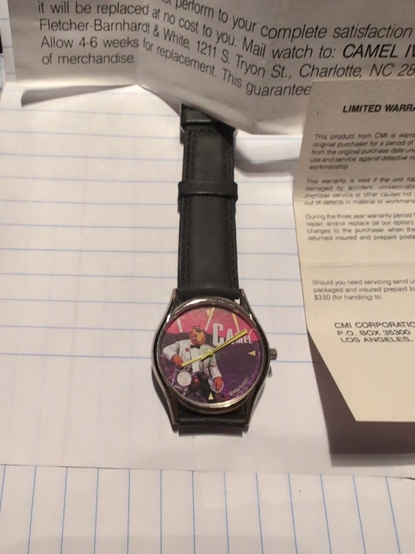 1993 Joe Camel Wrist Watch Never Worn.. Original Paperwork..AS IS