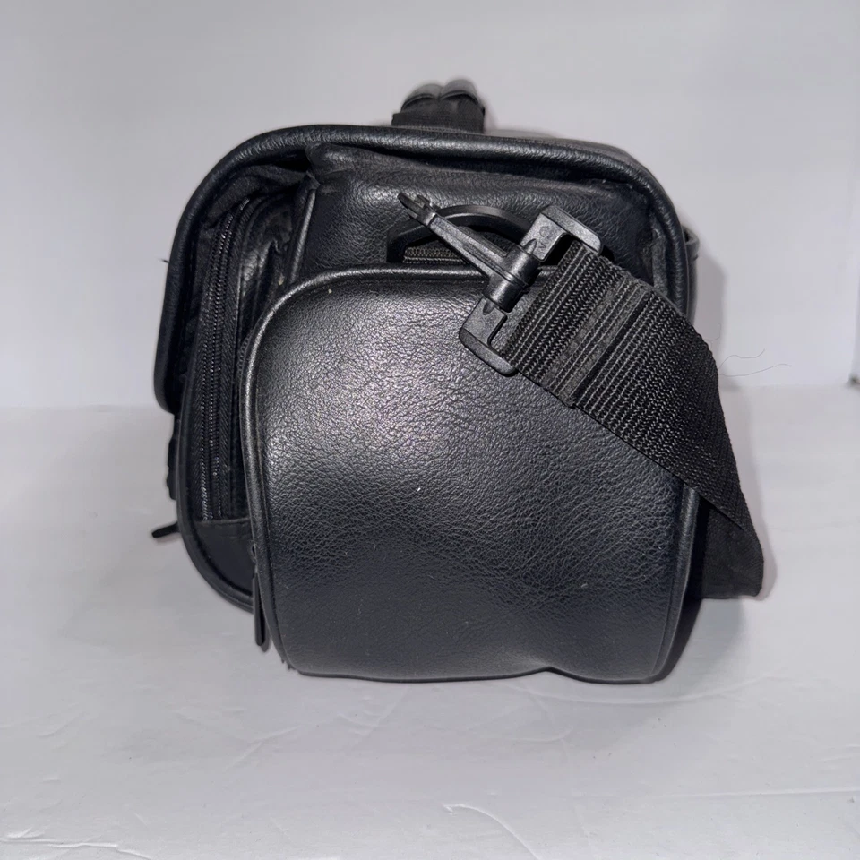 Bolsa de transporte vintage Sony preta couro sintético câmera de vídeo filmadora 13 X 8 X 7 - Imagem 3 de 4