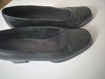 Marco Tozzi schwarze Leder Pumps hoher Blockabsatz klassisch smart UK5 EU38