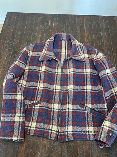 1940s Vintage WW2 Sportclad Plaid Cinch-Back Short Wool Jacket Antique Workwear - Picture 21 of 24