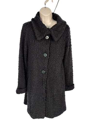 WOMEN PHASE EIGHT UK 8 BLACK BOUCLE KNIT BUTTONED SMART CASUAL OVERCOAT  COATIGAN | eBay