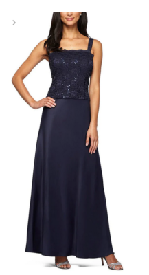Alex Evenings Sequin Lace & Satin Gown with Jacket - Blue - 14
