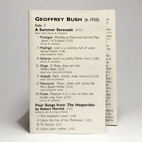 Geoffrey Bush - Summer Serenade - Hickox - Mint 1990 Cassette Chandos ABTD 1479 - Picture 4 of 5
