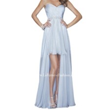La Femme Blue Beaded Prom Dress Formal Wedding Guest Hi-Lo Ethereal Gown Hoco 0