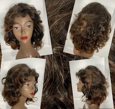 NEW Wig Synthetic Shoulder-Length Dark Golden Brown Auburn Hilites Sz Avg 8-20