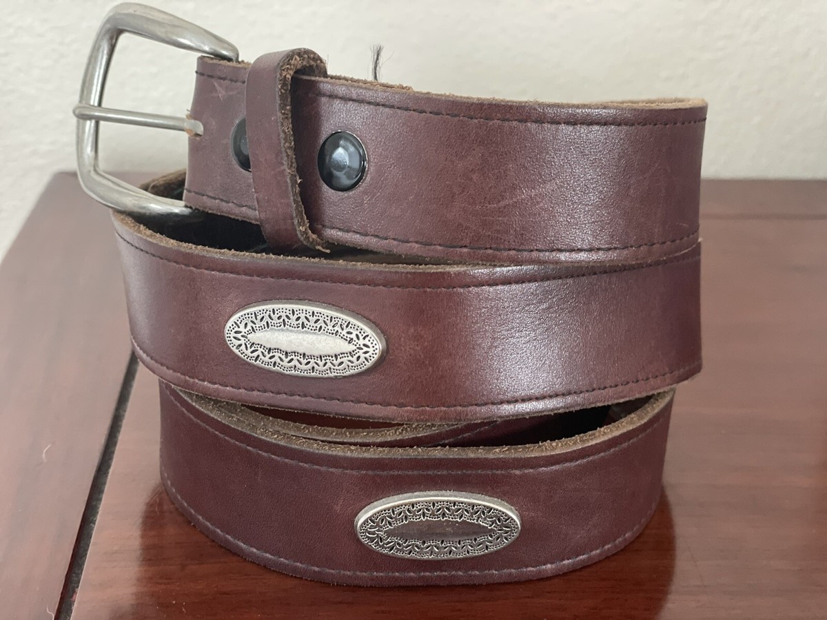 Brown Leather Belt with Silver Accents Buy Tan Leather Western Belt With Silver Buckle  main image 3