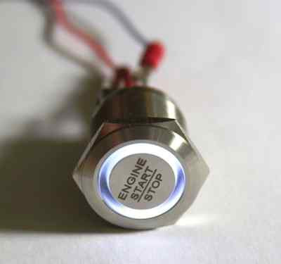 LED Starterknopf weiß Start Knopf Startknopf Motorsport 22 mm ''Engine start stop
