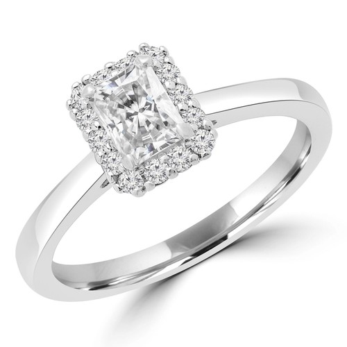 0,83 CT Radiant VS1 G Diamant Halo Verlobungsring 14K Weißgold - Bild 2 von 3