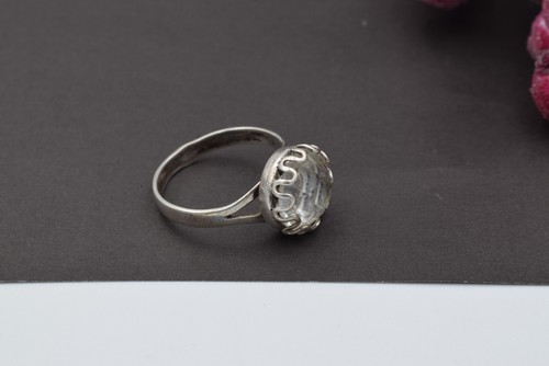 Collectible jewelry ! Antique Ukraine russian stone Rock Crystal Silver 875 ring - Picture 16 of 17
