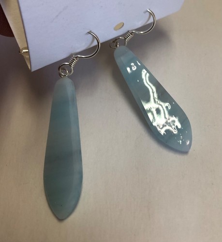 TIFFANY GLASS EARRINGS HAND MADE FROM OLD STOCK STAINED GLASS. STERLING SILVER - Picture 9 of 11