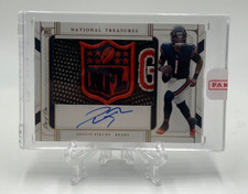 2021 National Treasures Justin Fields 1/1 Rookie Hats Off NFL Shield Auto RPA