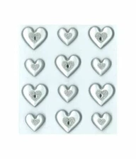 Jolee's Boutique SILVER HEARTS CABOCHONS Dimensional Stickers - 12 pcs