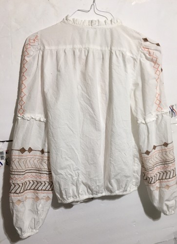 Women Venus Hobo Top Long sleeve Bohemian Embroidery White Multicolor shirt - Picture 2 of 6